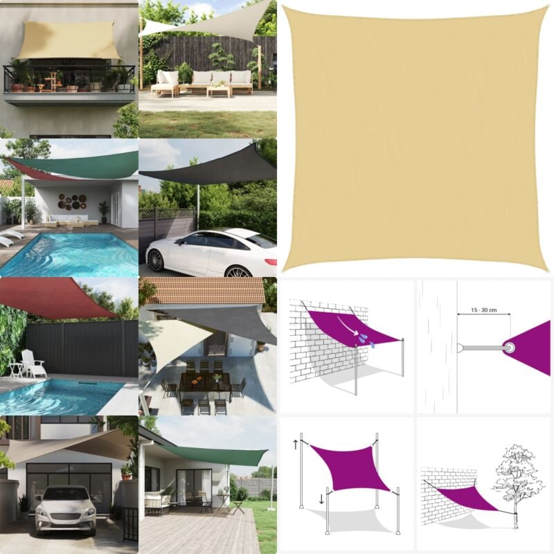 Vidaxl - Voile d'ombrage sable 5x5 m 100 % polyester oxford - Voile D'ombrage - Parasol - Ombrage Extérieur - Protection Solaire - Abri Jardin - Home