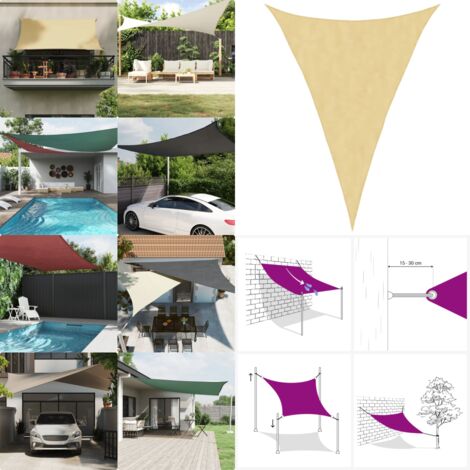 Voile D'ombrage Beige 5x7 Mètres - Avec œillets De Fixation - Protection Solaire Pour Jardin, Terrasse, Plantes