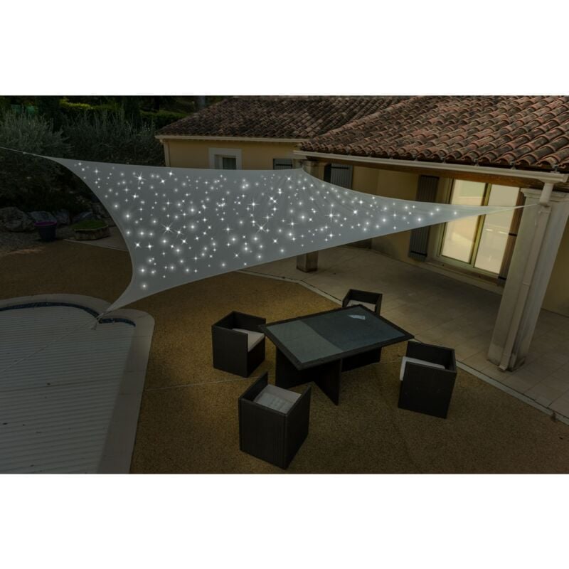 Werka Pro - Voile d'ombrage solaire 200 Led 3x4m taupe