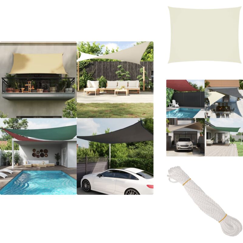 Voile d'ombrage tissu oxford rectangulaire 3x6 m crème - Voile D'ombrage - Parasol - Ombre - Jardin - Terrasse