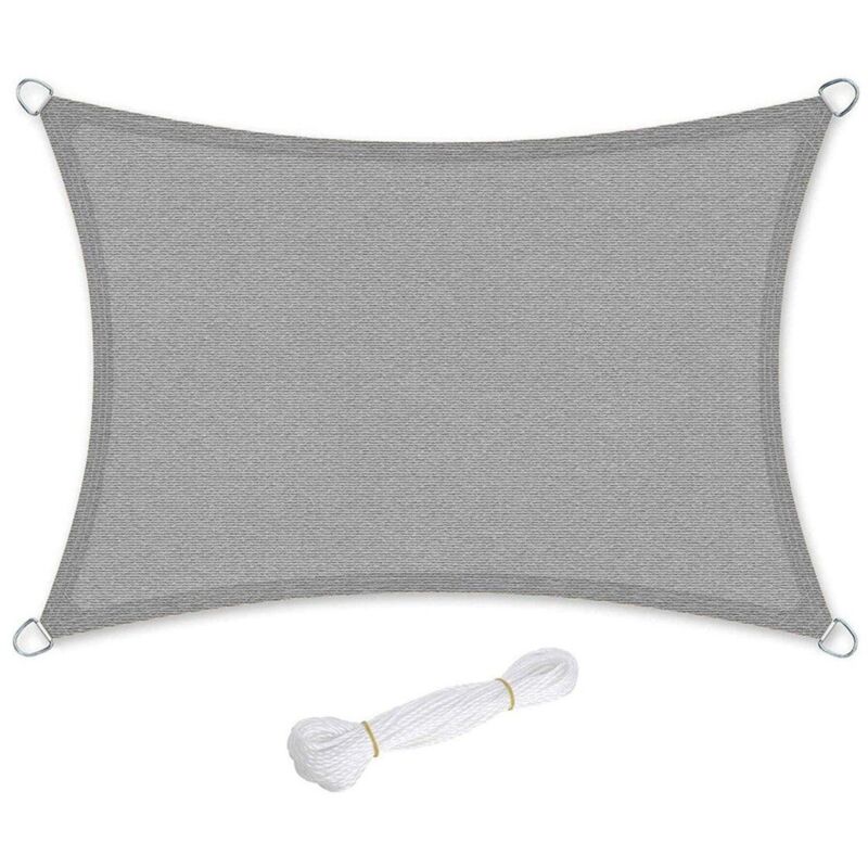 Voile d'ombrage toile tendu en HDPE 2 x 3 m protection salaire extérieure respirant pour balcon terrasse jardin anthracite