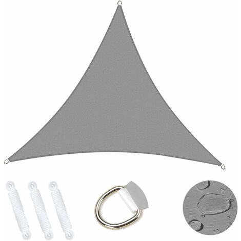 Voile d'ombrage Triangle 5x5x5m, Abri de Jardin 95% UV Block Sunscreen Auvent Toile Ombrage Étanche Durable pour Extérieur Patio Jardin Cour Arrière Camping Piscine - Gris