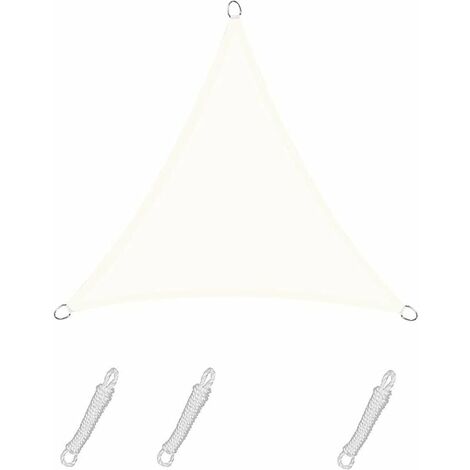Voile d'ombrage Triangle 5x5x7m Color Crème,Toile Imperméable Une Protection des Rayons UV à 95%, pour en Plein air, Jardin & terrasse, Piscine