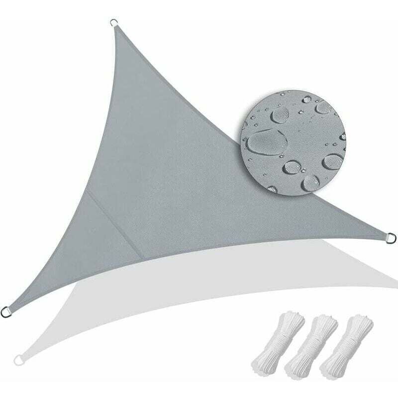 Ousudela - Voile d'Ombrage Triangulaire Imperméable Protection uv 95% Polyester Durable et Respirant pour Jardin Terrasse avec Corde 3x3x3m(Gris)