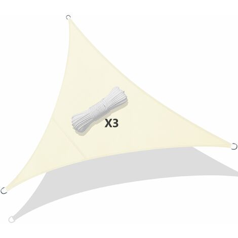 Voile d’ombrage Triangle Imperméable Polyester avec Corde 5x5x5m Beige