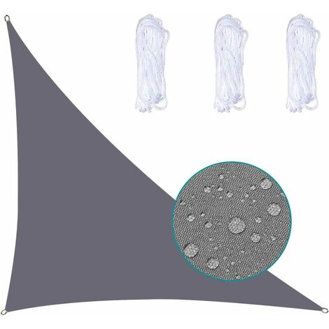 Voile D'Ombrage Triangle ImperméAble Toile Tendue Protection des Rayons UV Tissu ImperméAble RéSistant Aux IntempéRies SèChe Rapidement pour Jardin Parcs Pelouses, 2X2X2m,Beige-Blanc