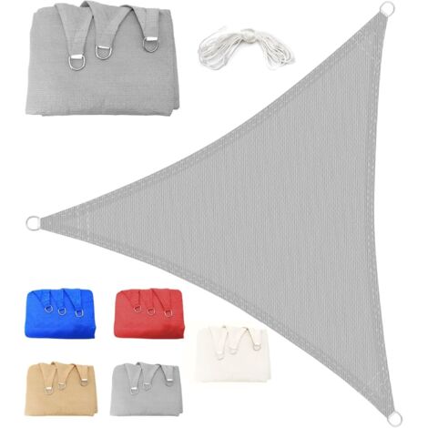 Voile d'ombrage Triangulaire - 1 Pièce - HDPE 185gsm - Protection UV 95% - Jardin Terrasse Balcon - 1x1x1m Gris