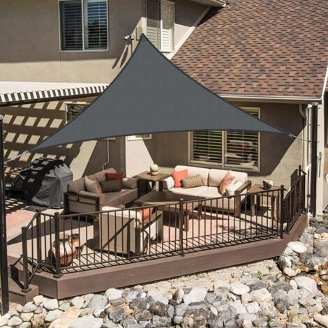 Voile d'ombrage Triangulaire 2x2x2m Imperméable à l'eau PES Toile d'ombrage Anthracite avec 95% de Protection UV pour Patio Extérieur Jardin