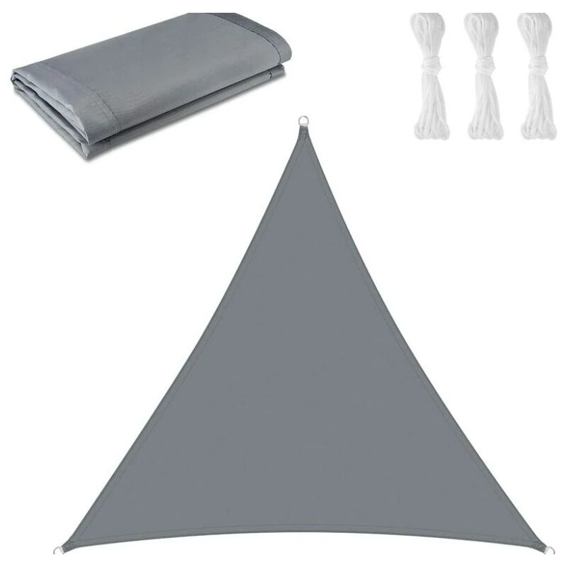 Linghhang - Voile d'ombrage triangulaire 3 x 3 x 3 m - Toile d'ombrage protégée contre les uv pour extérieur, terrasses, jardins - Gris