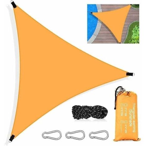 Voile Dombrage Triangulaire, 3 x 3 x 3M Toile Ombrage Triangle Impermable, avec Protection UV et HDPE Respirant Toile Ombrage, avec Corde, pour Patio Jardin Terrasse Piscine ExtrieurOrange