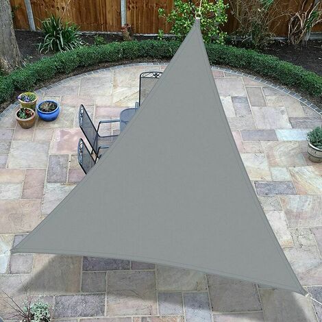 Voile d'ombrage Triangulaire 3 x 3 x 3m Toile Ombrage Une Protection des Rayons UV pour Extérieur,Terrasse,Jardin - Gris,HANBING