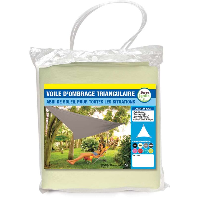 Terre Jardin - Voile d'ombrage triangulaire ecru 3.6 mètres - ecru