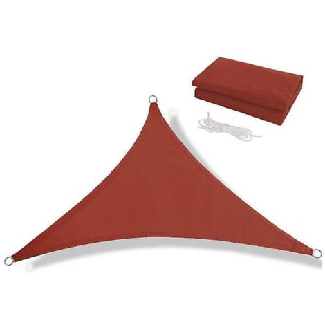 voile D'ombrage Triangulaire 3.6x3.6x3.6m-crme Solaire Tanche 300d Voile D'ombrage Jardin Piscine Auvent Extrieur Rouille Rouge