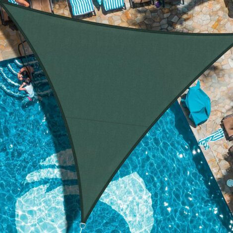 Voile d'ombrage Triangulaire 3x3x3m Imperméable à l'eau PES Toile d'ombrage Verde avec 95% de Protection UV pour Patio Extérieur Jardin