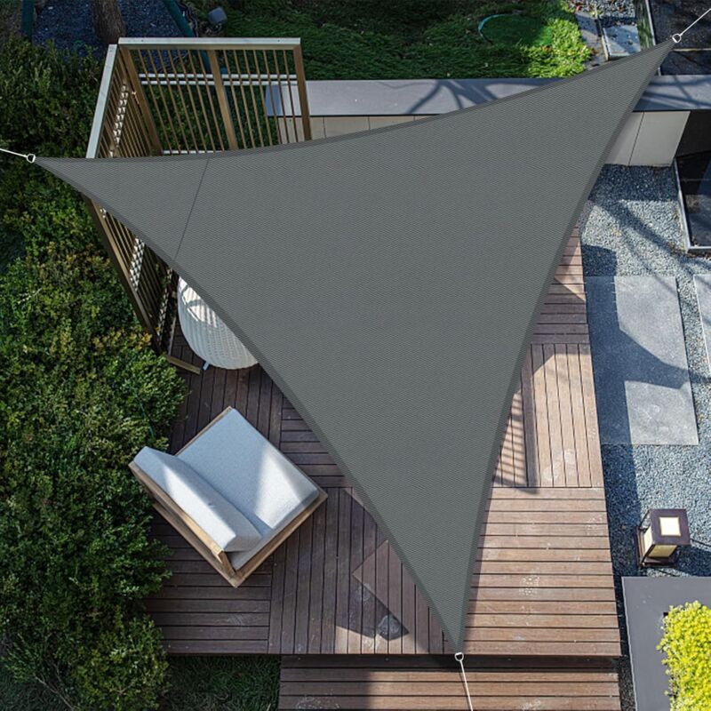 Voile d'ombrage Triangulaire 3x3x3m Imperméable Toile Ombrage UV Protection pour Patio Jardin, Terrasse, Extérieur, Balcon,Gris Anthracite