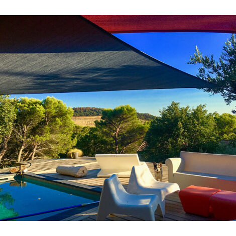Voile d'ombrage triangulaire 3x3x4.2m perméable à suspendre  Couleur: Terracotta