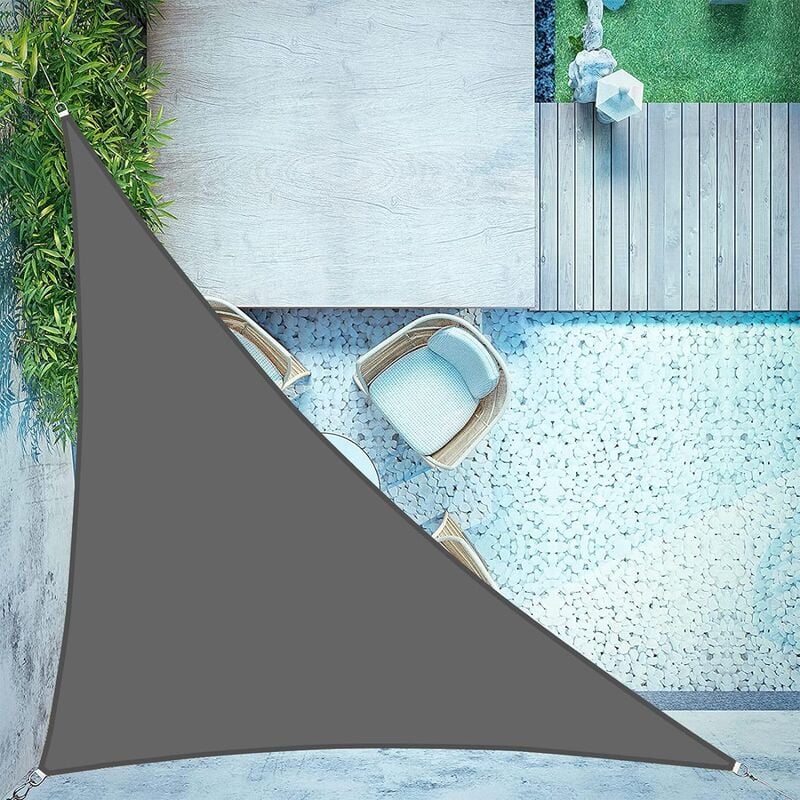 Aiperq - Voile d'ombrage Triangulaire 3x3x4.3m Toile Ombrage Auvent Imperméable PES,Protection 95% uv pour Jardin,Extérieur Terrasse,Anthracite