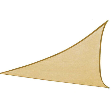 Voile D'Ombrage Triangulaire - 4 m x 4 m x 4 m - Tissu HDPE Anti-UV - Pour Balcon Terrasse Jardin - Beige