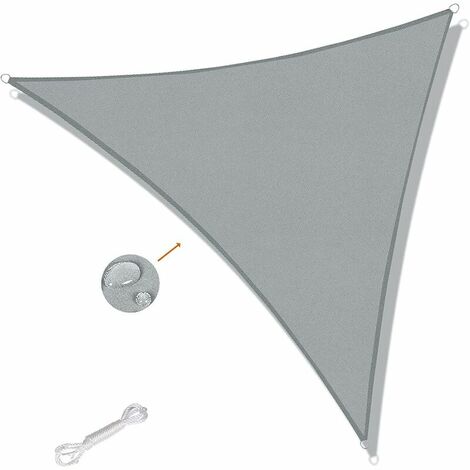 Voile d'ombrage Triangulaire 4x4x4.m Imperméable Anti UV pour Jardin Terrasse Balcon, gris clair