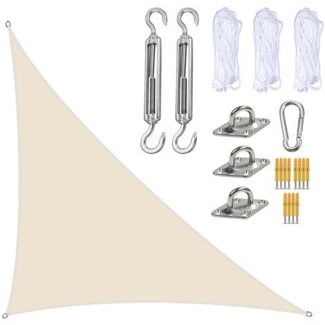 Voile d'ombrage triangulaire 4x4x5.7m en toile Oxford pour jardin patio beige - 1 pc