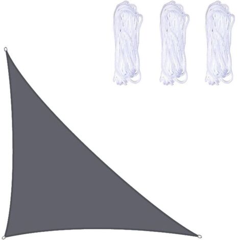 Voile d'ombrage Triangulaire 4x4x5.7m Toile Ombrage Une Protection des Rayons UV pour Extérieur,Terrasse,Jardin - Gris