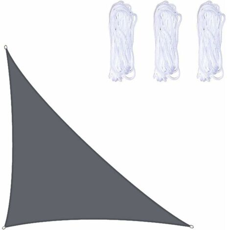 Voile d'ombrage Triangulaire 4x4x5.7m Toile Ombrage Une Protection des Rayons UV pour Extérieur,Terrasse,Jardin - Gris - RWVoile d'ombrage