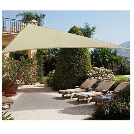Voile d'ombrage triangulaire 3.0x3.0x3.0 mt abat-jour e'cru pour le stationnement des serres et jardins avec crochets en acier