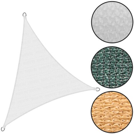 Voile d'ombrage triangulaire 5x5x5m en HDPE – Couleur blanche – Anneaux d'ancrage et corde pour installation sécurisée – Protection solaire efficace – Koem