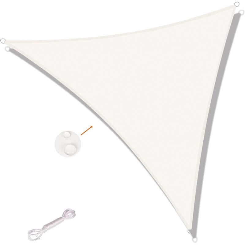 Voile d'ombrage Triangulaire 5x5x5m Imperméable Anti UV pour Jardin Terrasse Balcon, Blanc
