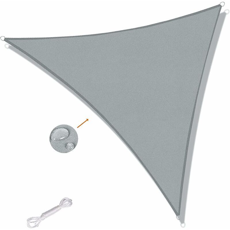 Voile d'ombrage Triangulaire 5x5x5m Imperméable Anti uv pour Jardin Terrasse Balcon