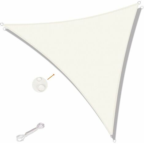 Voile d'ombrage Triangulaire 5x5x5m Imperméable Anti UV pour Jardin Terrasse Balcon, Blanc
