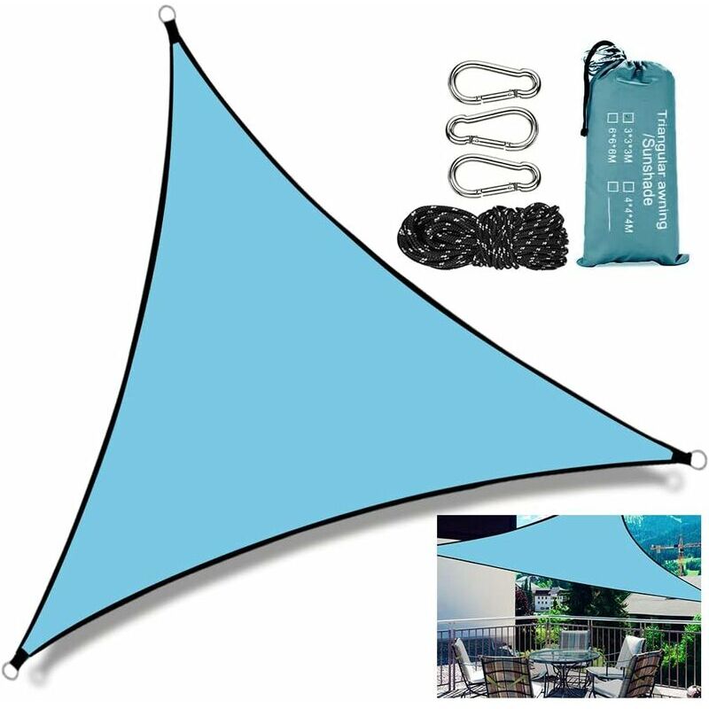 Voile d'ombrage triangulaire Auvent 3x3x3m Imperméable Voile d'ombrage Bloc UV Auvent Couverture Résistant Respirant Jardin Patio Balcon Piscine