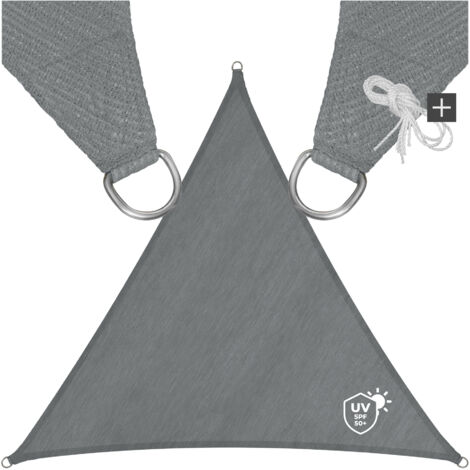 Tectake – Voile d'ombrage triangulaire 4m – Protection UV 50+ – Tissu 100% polyéthylène – Œillets en acier inoxydable pour installation sécurisée