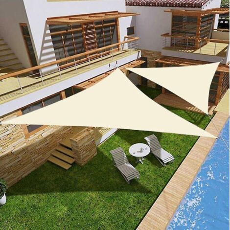 voile D'ombrage Triangulaire Beige 4x4x4m-ombrage Extrieur Cour Jardin Auvent Anti-ultraviolet