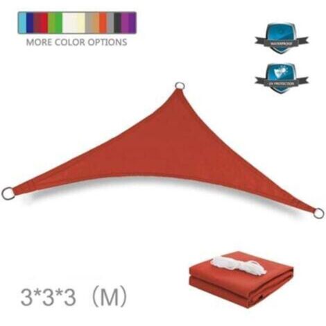 Voile d'ombrage triangulaire extérieur 3x3x3m-Garden Pool Outdoor Store Rouge