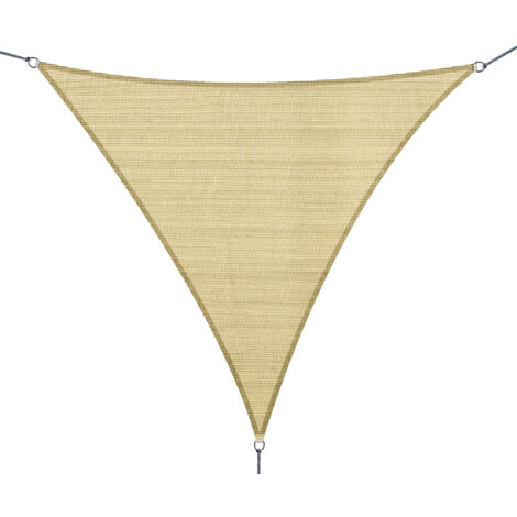 Voile d'ombrage triangulaire grande taille 4 x 4 x 4 m polyéthylène haute densité résistant aux UV coloris sable - Beige