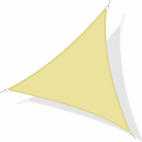 Voile d'ombrage triangulaire grande taille 6 x 6 x 6 m polyester imperméabilisé haute densité 160 g/m² sable - Beige