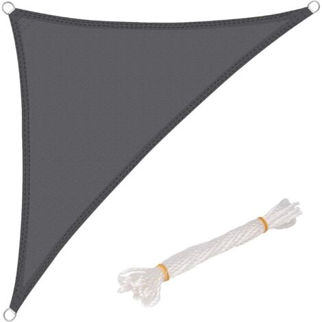 ANPVIZ Voile d'ombrage Triangulaire Imperméable Anti 95% UV résistant à l'eau Protection Contre Le Vent Polyester avec Protection UV pour Jardin terrasse Camping Gris 4x4x5.7 m