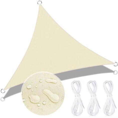 Voile d'ombrage triangulaire imperméable en polyester 3 x 3 x 3 m - Blanc cassé