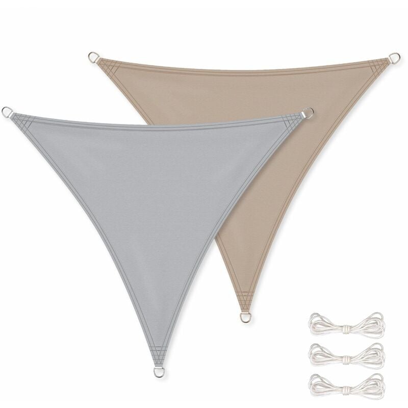 Voile d'ombrage triangulaire imperméable et anti-UV - 5 x 5 x 5 m - Gris Linxor