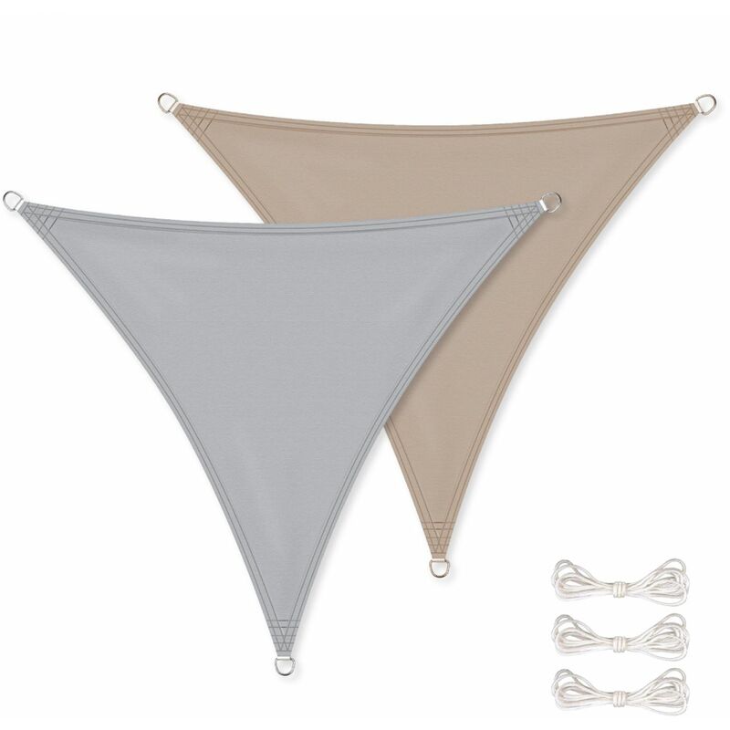 Linxor - Voile d'ombrage triangulaire imperméable et anti-UV - 4 x 4 x 4 m - Gris