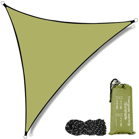 Voile d'Ombrage Triangulaire Imperméable Rayons UV Résistante avec Corde et Sac de Rangement pour Extérieur Terrasse Jardin