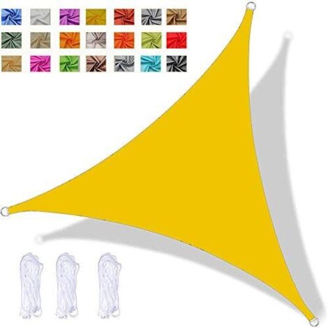 Voile D'ombrage Triangulaire, Store Pare-Soleil étanche, Protection UV, pour Jardin Extérieur Terrasse Cour, avec Corde (3x3x3m,Jaune Fluo)