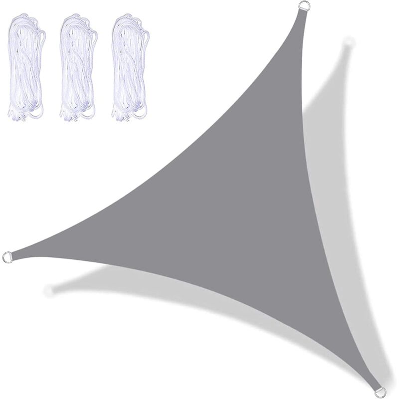 Voile D'Ombrage Triangulaire éTanche 3x3x3 m, Toile D'Ombrage Protection Solaire, Toile Ombrage RéSistant à l'eau Kit Accessoires de Fixation, pour