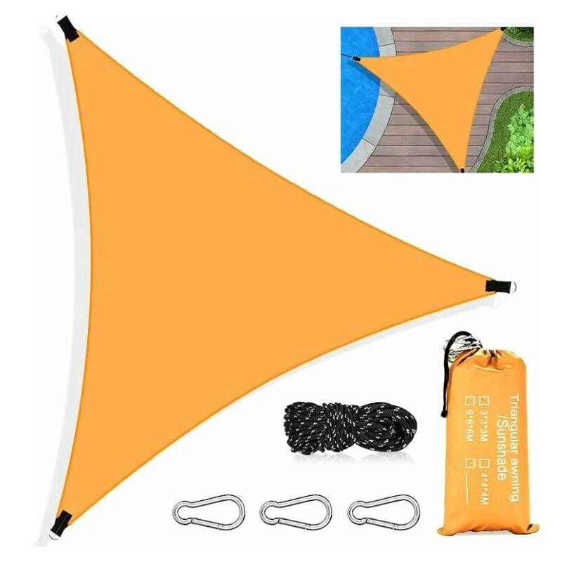 Coocheer - Voile d'ombrage triangulaire, tissu d'ombrage triangulaire imperméable de protection uv avec corde, mousqueton et sac de rangement pour