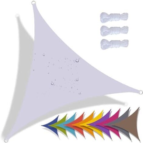Voile D'ombrage Triangulaire Toile Ombrage Imperméable Protection 95% UV pour Patio Jardin, Terrasse,Extérieur, Balcon (3x3x3m,Blanc)