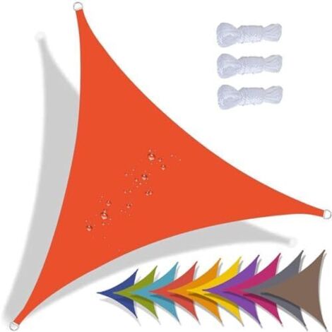 Voile D'ombrage Triangulaire Toile Ombrage Imperméable Protection 95% UV pour Patio Jardin, Terrasse,Extérieur, Balcon (3x3x3m,Orange)