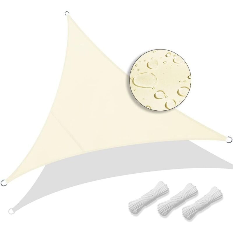 Voile d'Ombrage Triangulaire Toile Ombrage pes Résistant à l'Eau Protection 95% uv pour Jardin Jardin Patio Balcon Terrasse Extérieures Beige - 2x2x2M