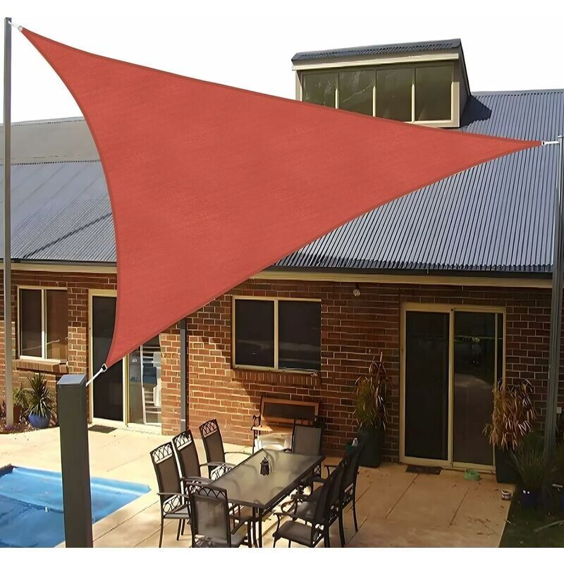Voile d'ombrage UV - 3.6x3.6x3.6 m HDPE Triangle Protection Solaire - Toile de Jardin Balcon[Rouge]