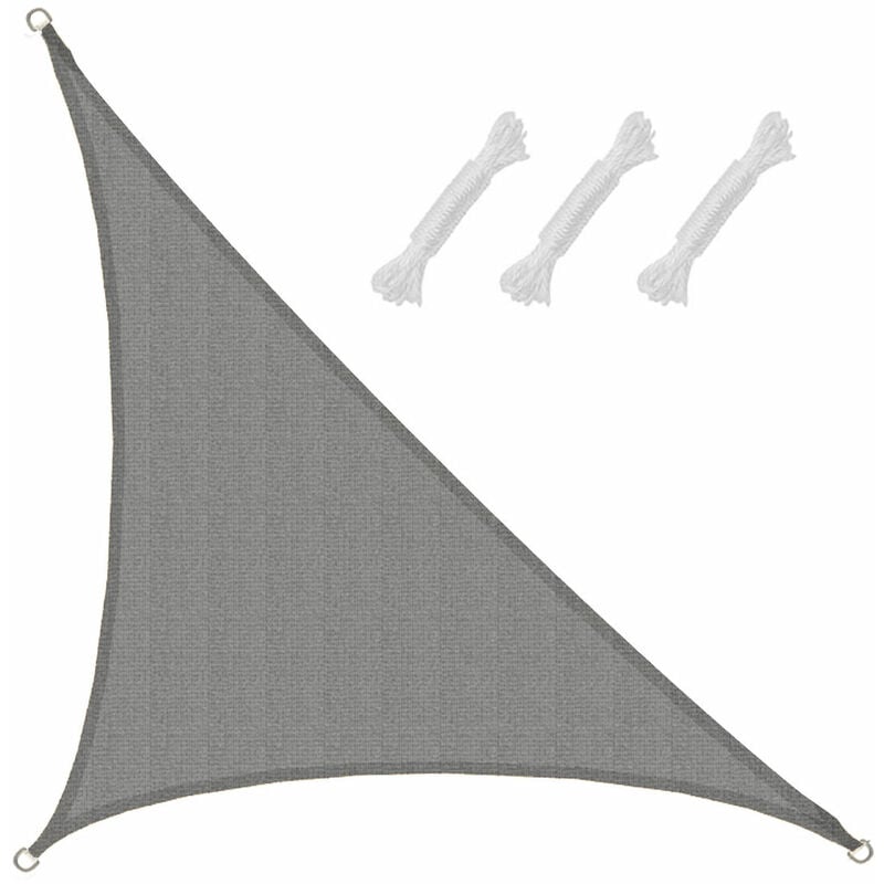 Amanka - Voile d'ombrage uv 3,6x3,6x5,1 hdpe Triangle Protection Solaire Jardin gris